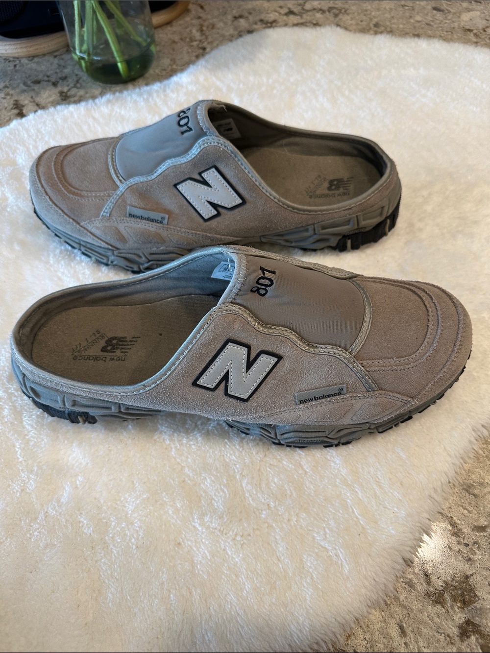 New Balance 801 Slip-On Sneakers in Taupe Suede